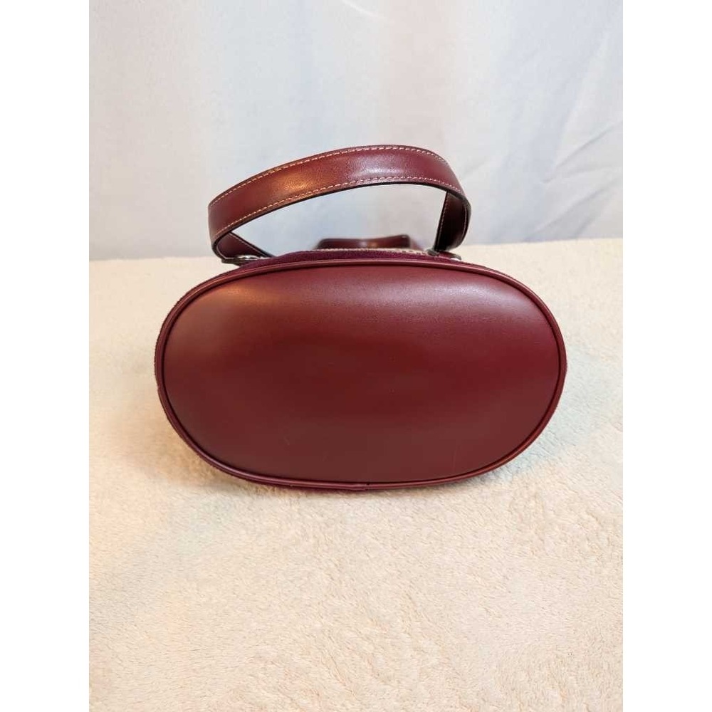 Tommy Hilfiger Monogram Tote Bag Burgundy Leather Trim Shoulder‎ Bag - Picture 5 of 11